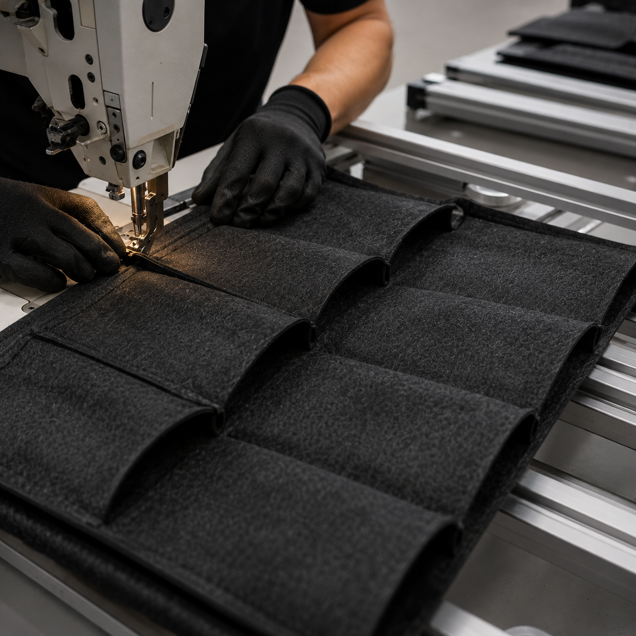 Confección de sistema textil para jardín vertical